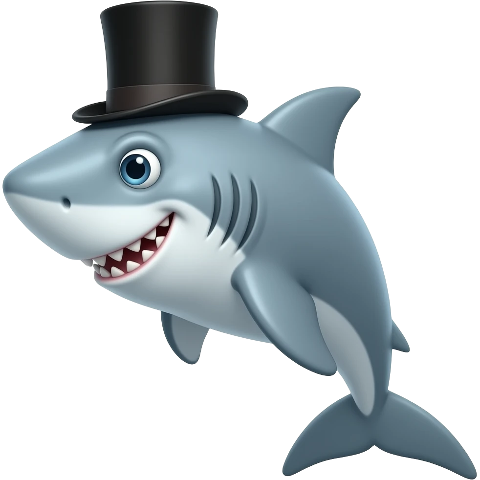Shark with a top hat emoji