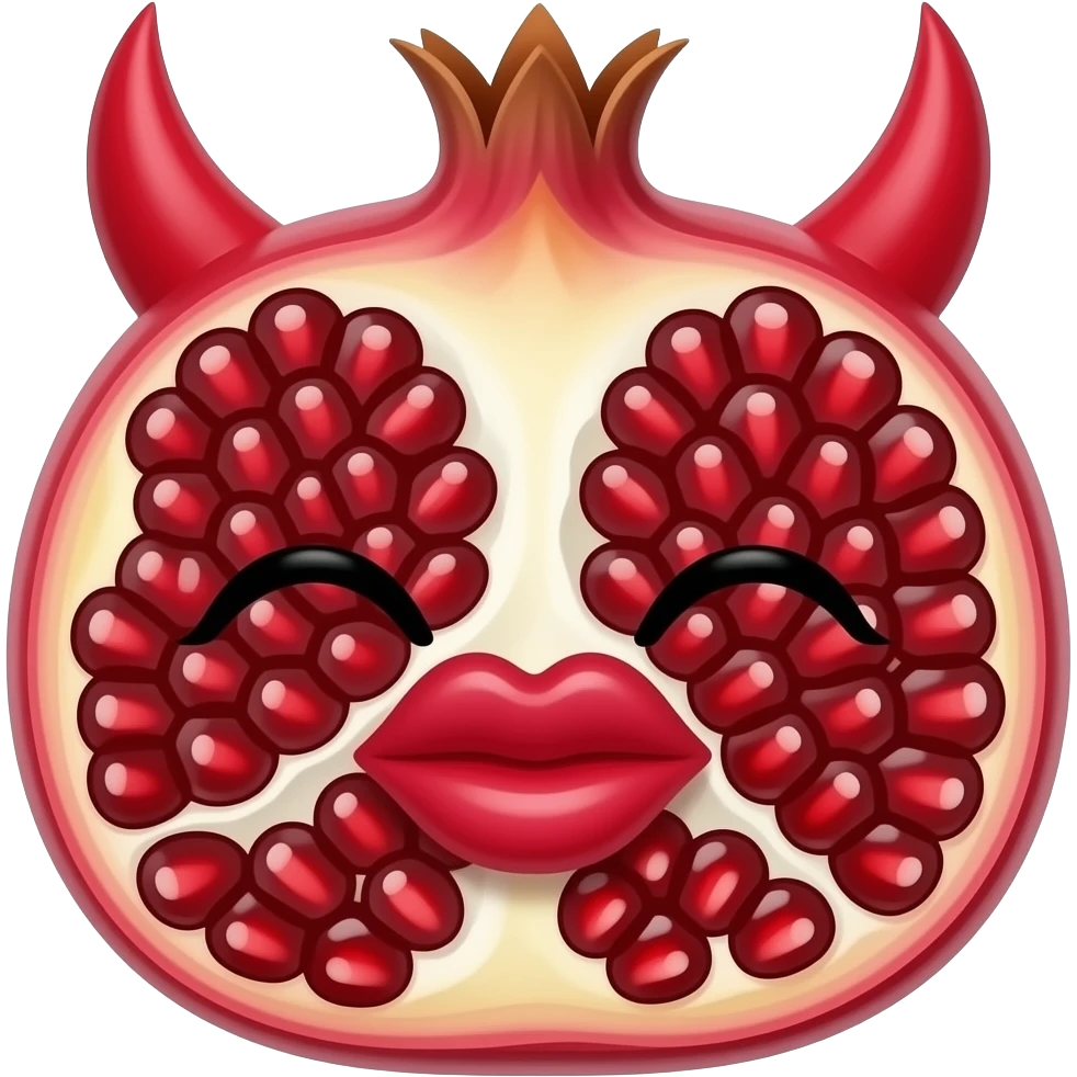 Pomegranate kissy face devil horns emoji