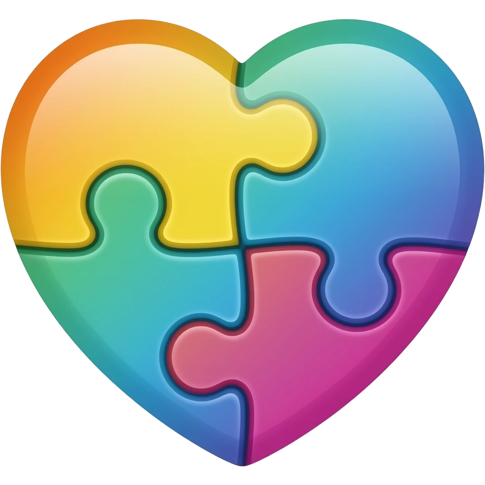 autism puzzle peice heart shaded like ios using primary colors emoji