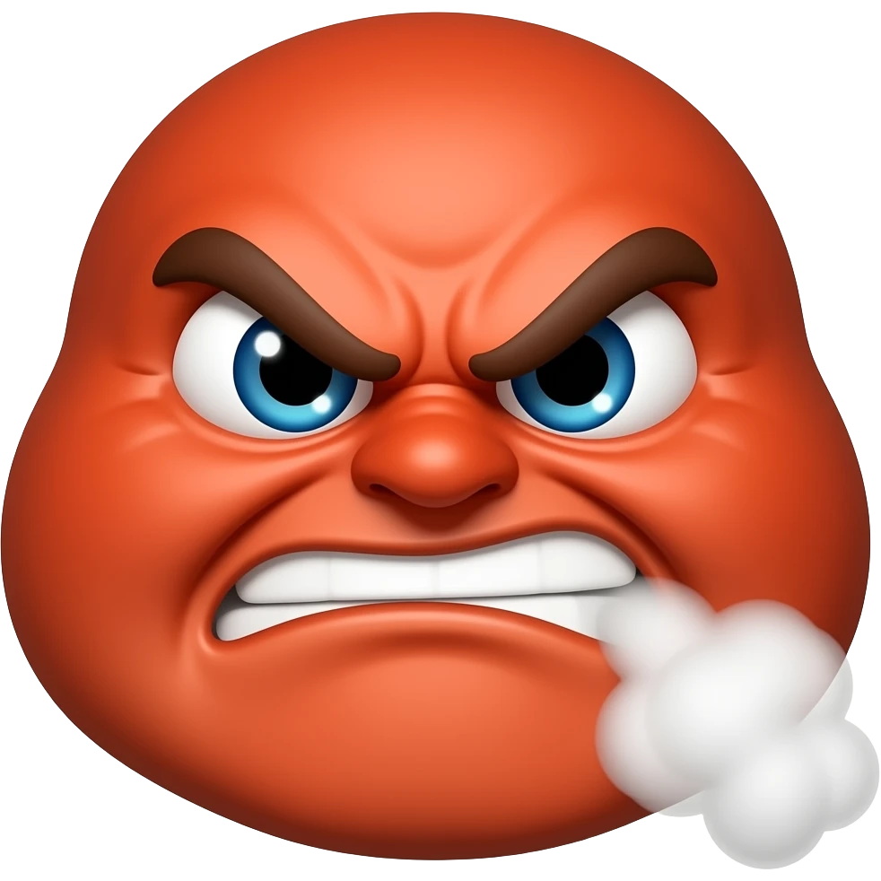 A red, angry face venting steam emoji