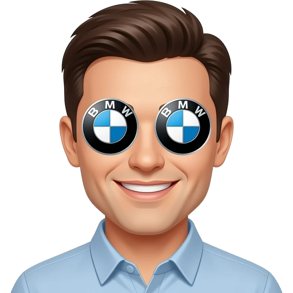 Smiley emoji with BMW as eyeballs emoji
