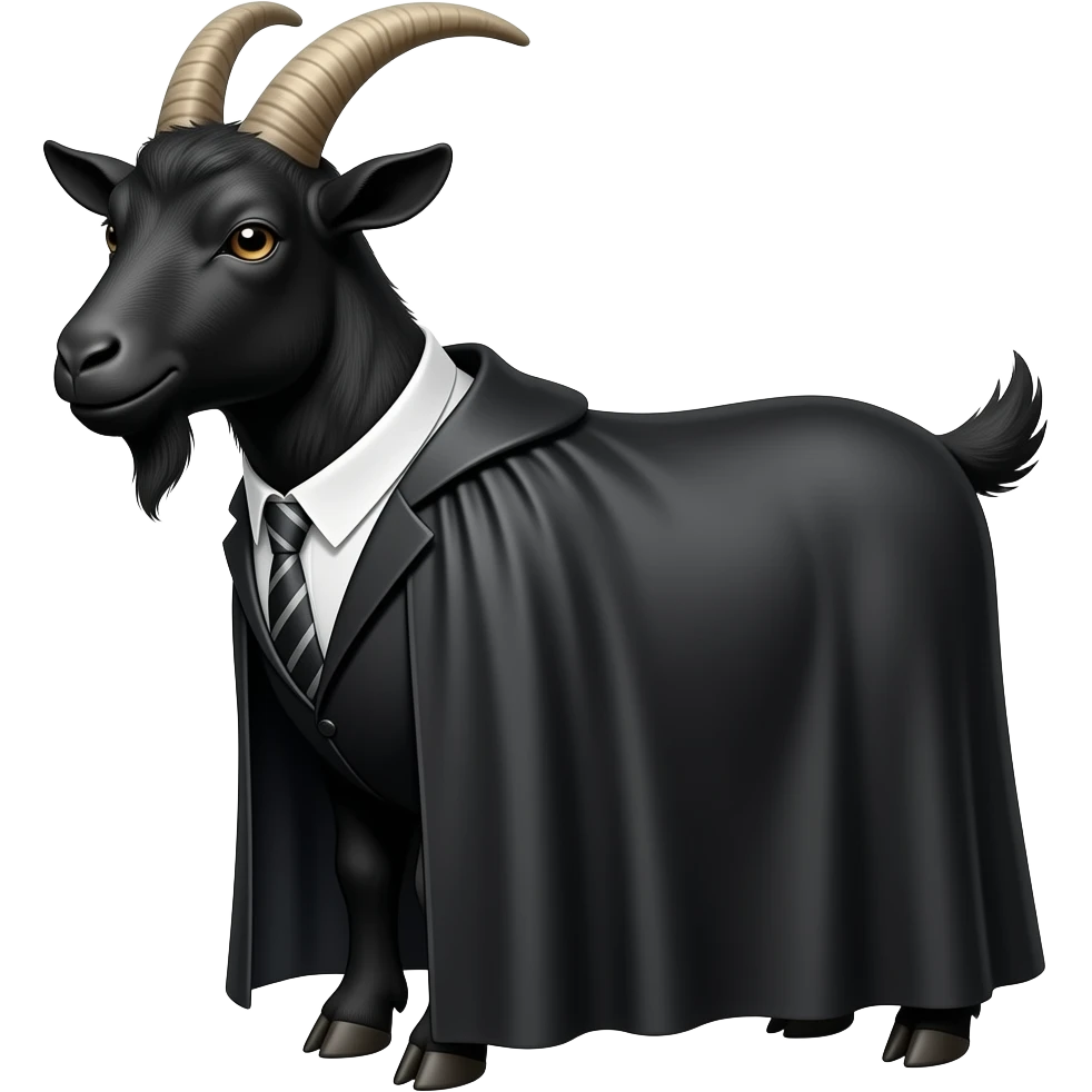 Black goat wearing a grown emoji