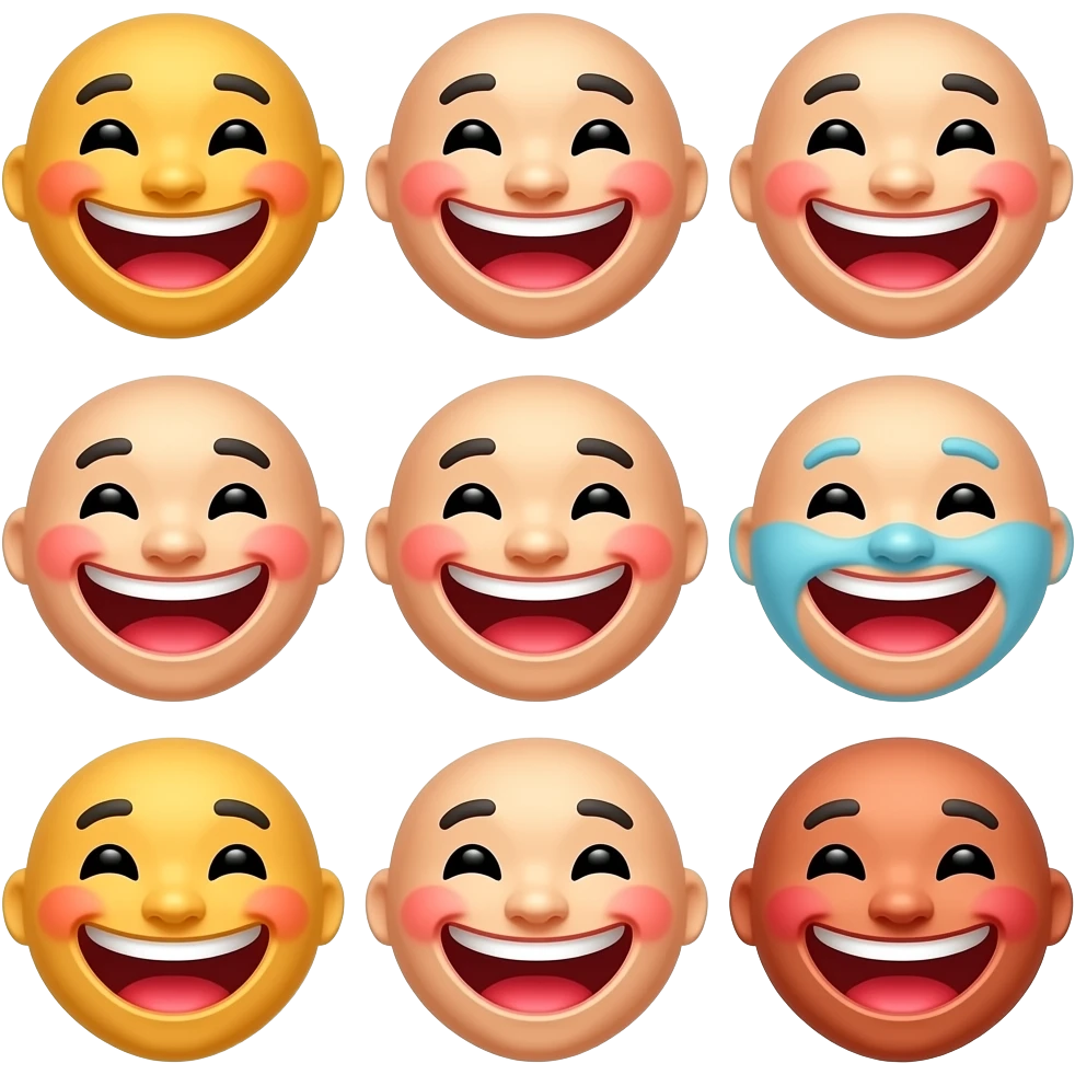 a variety of different laughing masks making  fun emoji