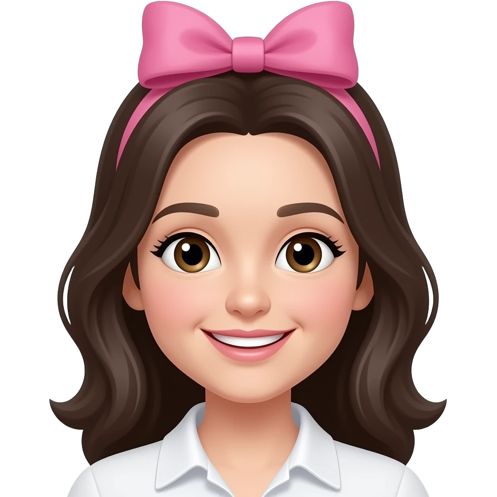 Emoji smiling with pink bow emoji