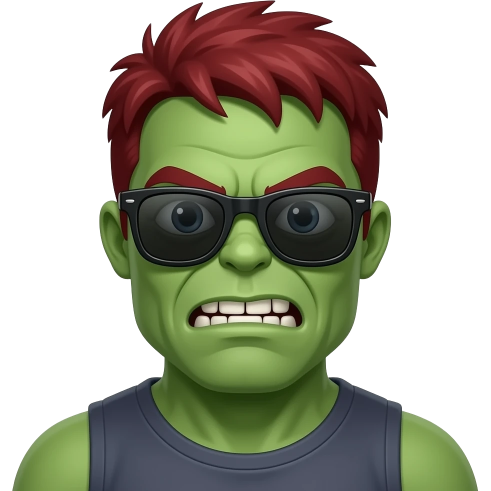 Zombie hulk with sun glasses and Red colour hairstyle emoji