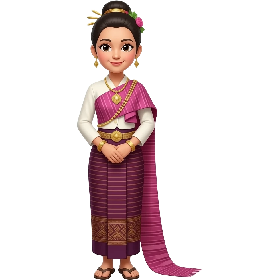 Create a Northwestern Thái woman wearing traditional costume with whole body emoji