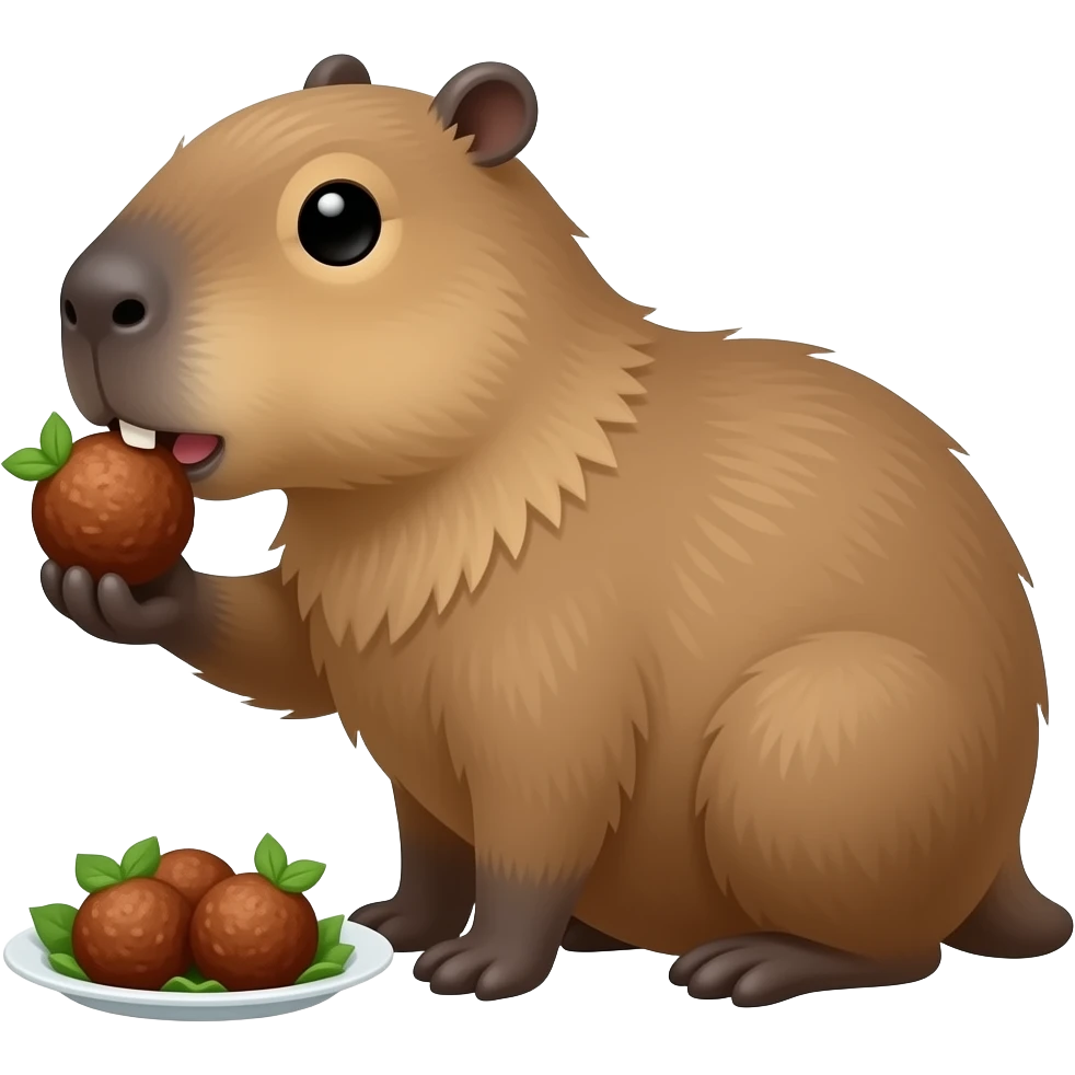 Capybarasan woth vegan meatballs emoji