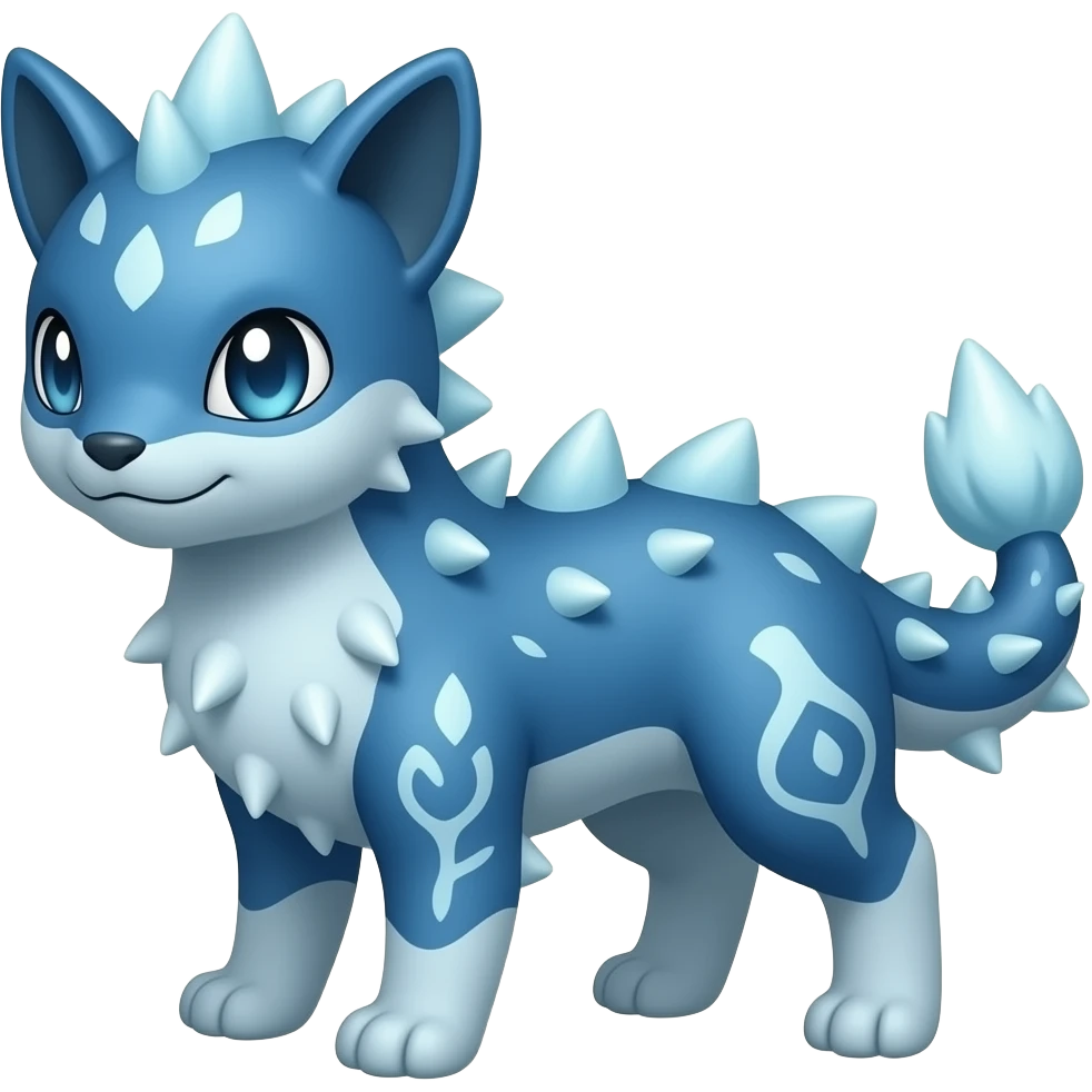 scaly shiny spiky patterned blue tribal-patterned digitigrade quadrupedal Vaporeon-Salandit-Glaceon-hybrid emoji