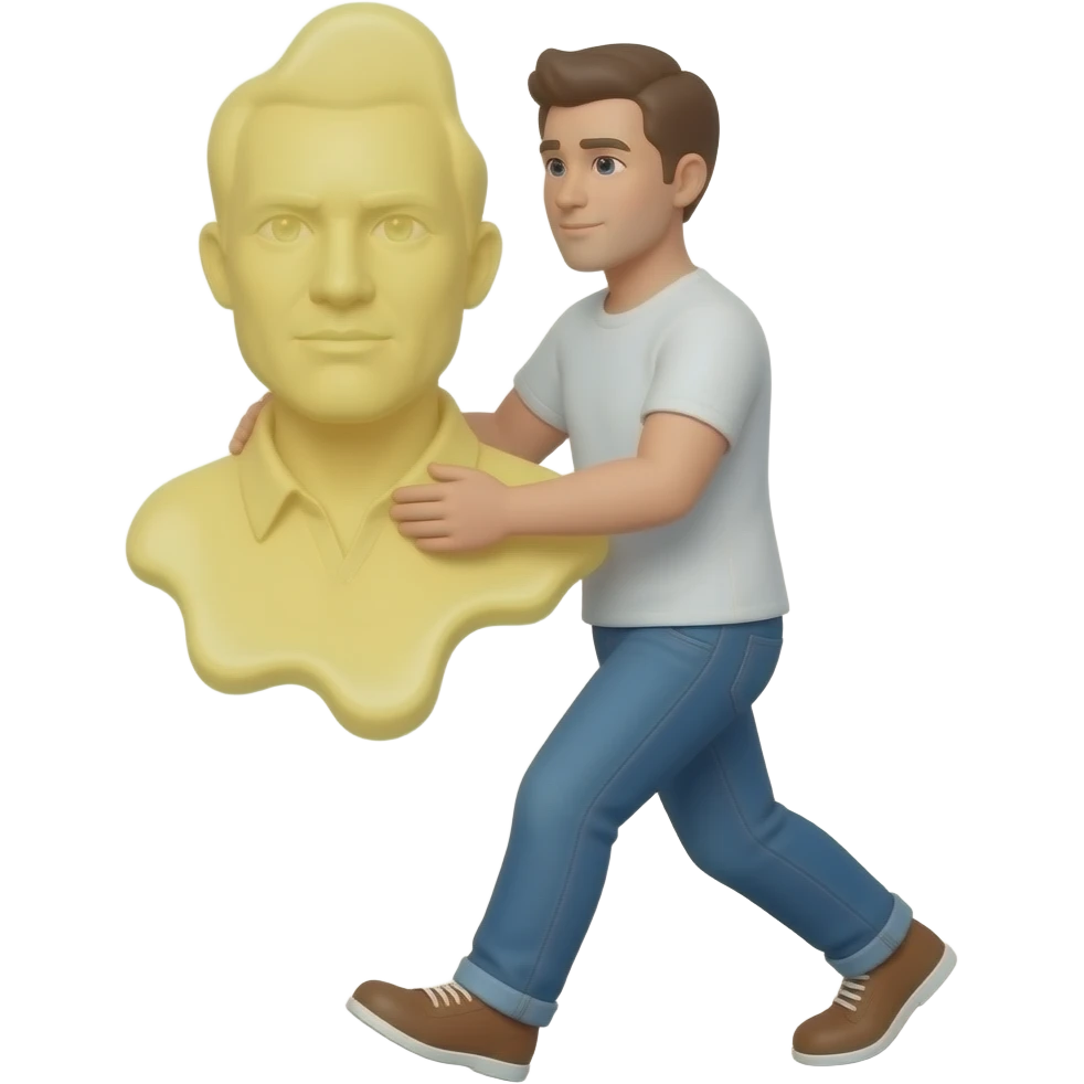 a person walking with a butter head emoji