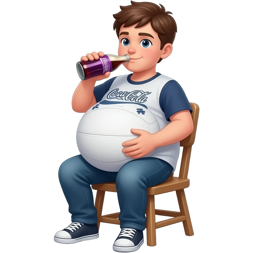 chłopak 15 latek z super super super super super super super super super super super super super super super super super super super super super super super ekstremalnie max ogromny brzuch niego brzuch ma kształt jak duża kula sieci na krześle i pije fioletowe Coke-beer emoji