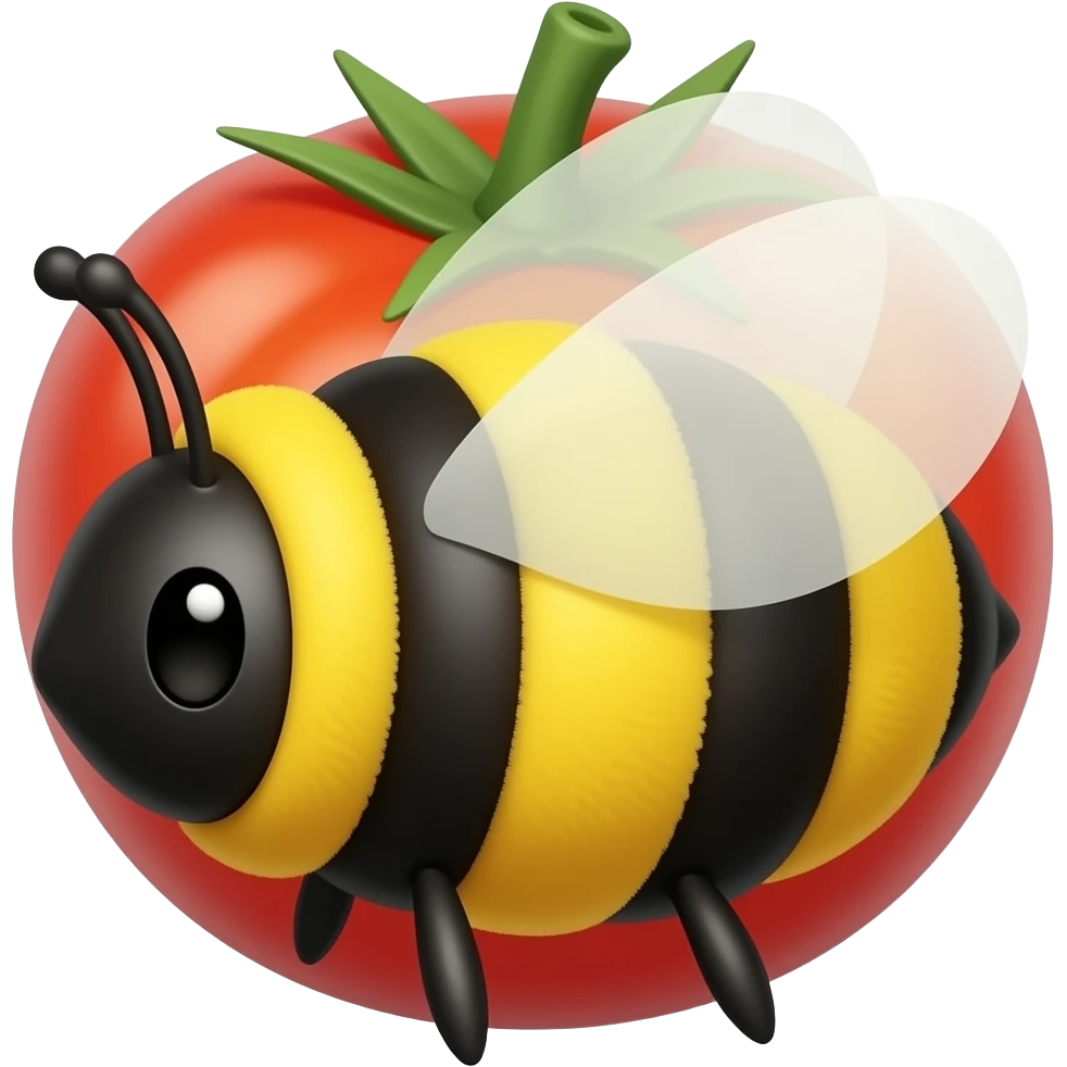 cute bumble bee and date tomato emoji