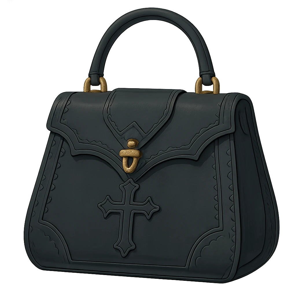 Back white gothic purse without background emoji