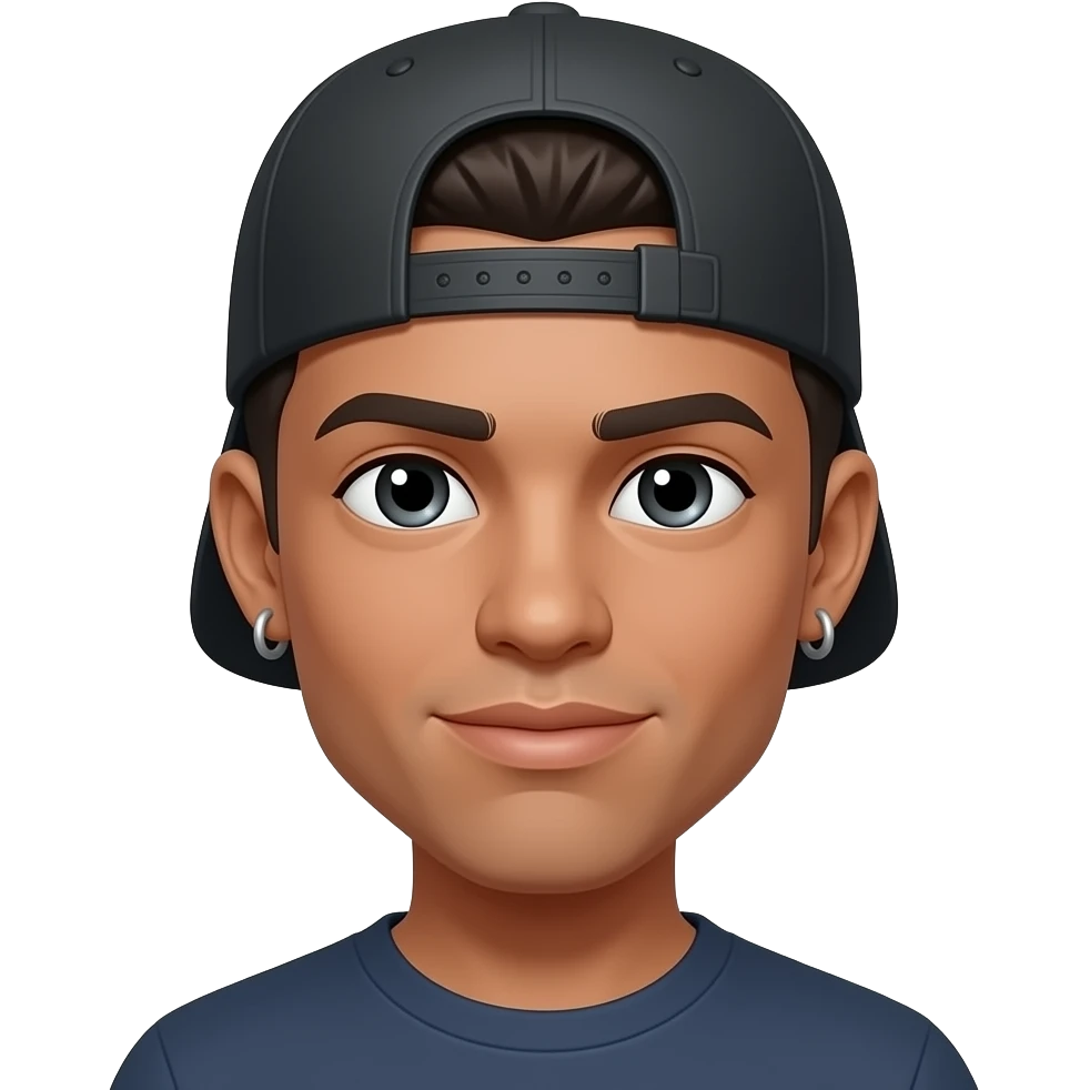 Backwards hat with earrings emoji