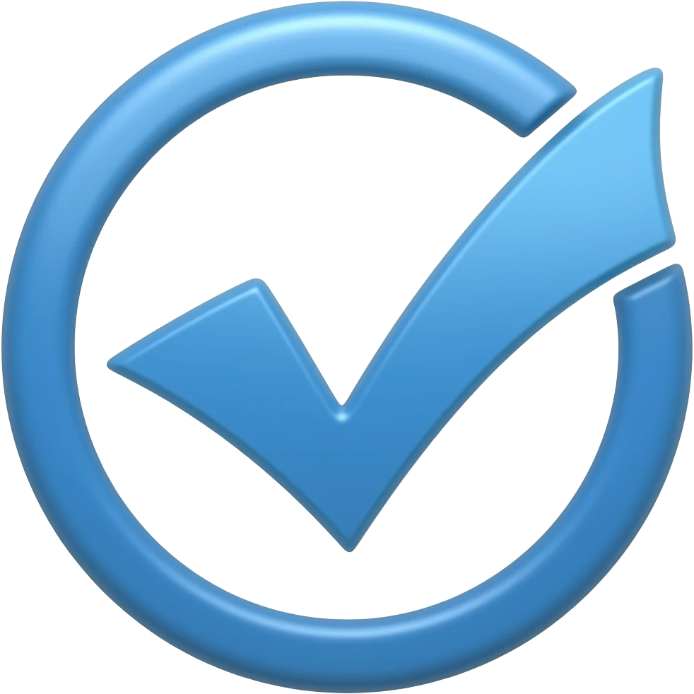 Tick mark ✅ In all blue fill with circular edge and points on circular edge all blue emoji