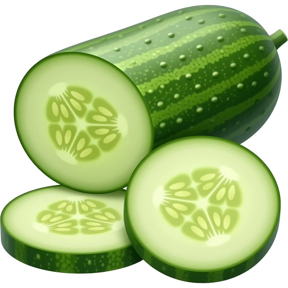 ripe whole and sliced Cucumber emoji