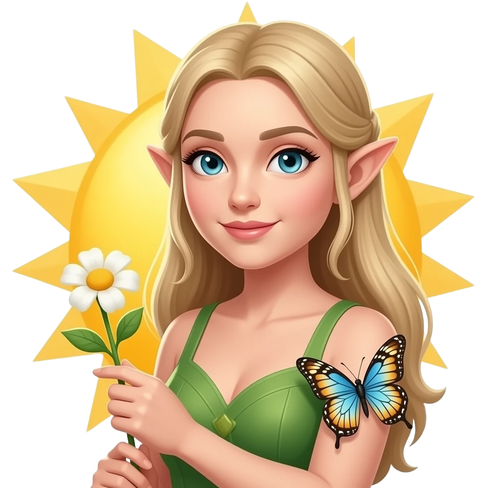 🧝🏻‍♀️🌺🦋🌞 emoji