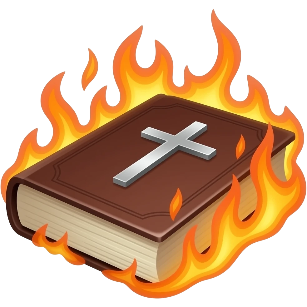 اتیش گرفتنه کتابی که صلیب روشه و درحال emoji