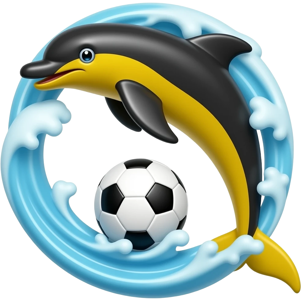 yelllow black dolphin circle wave soccerball emoji