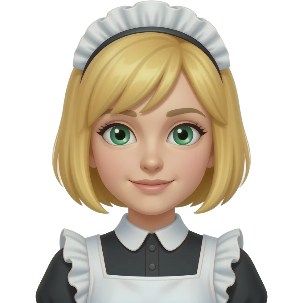 Green eyes maid blonde and short hair more shorter hair emoji