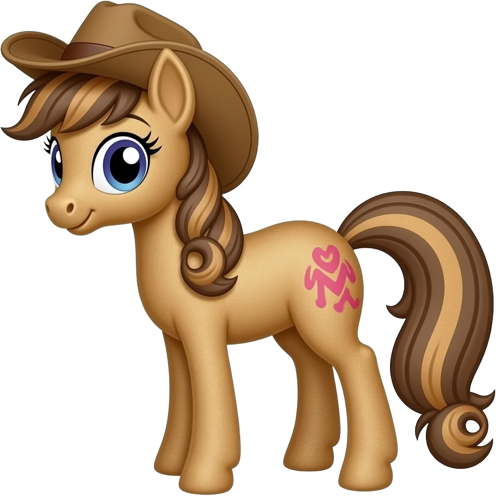 brown sparkly pony with a brown cowgirl hat emoji