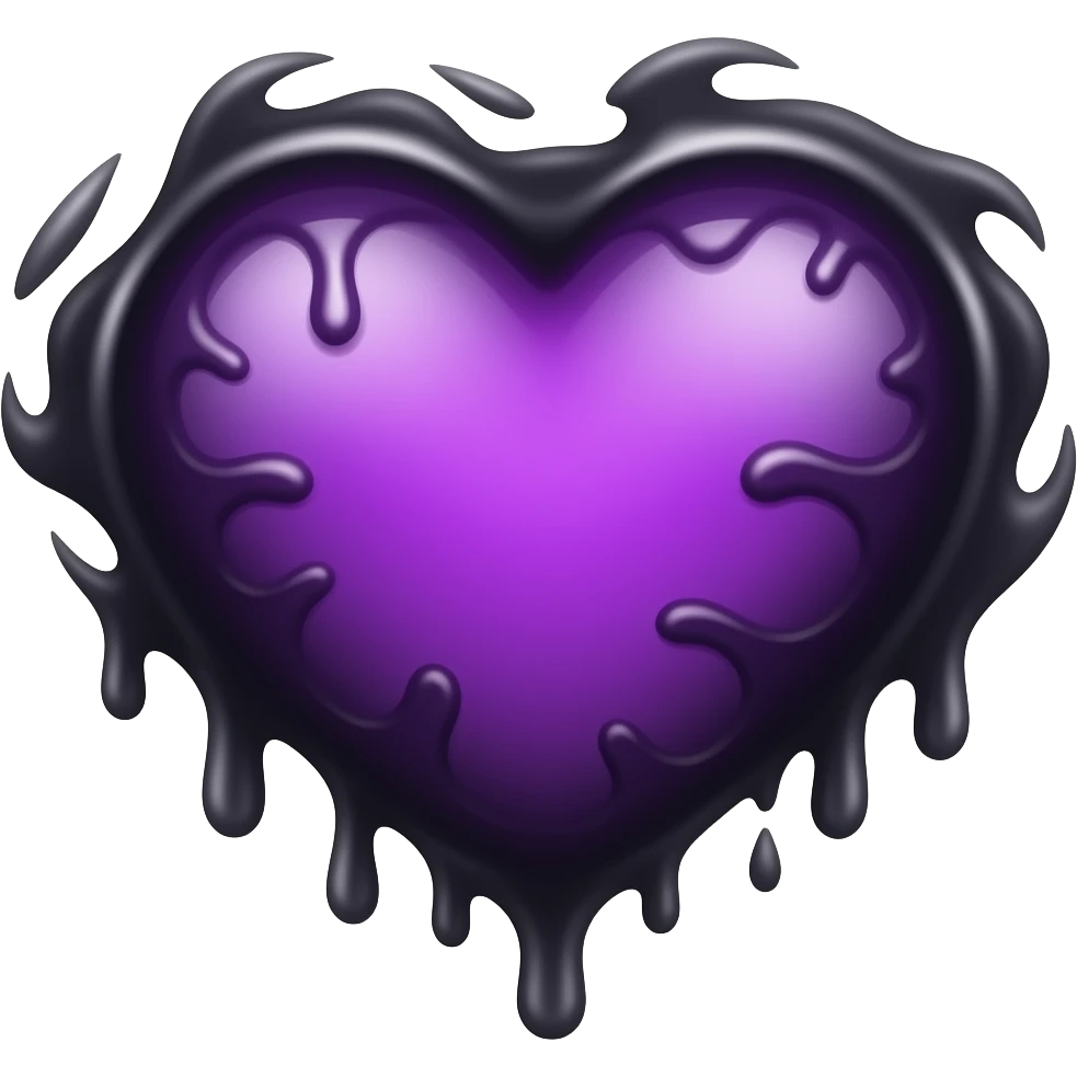 dripping bleeding purple heart glowing purple black warmth emoji