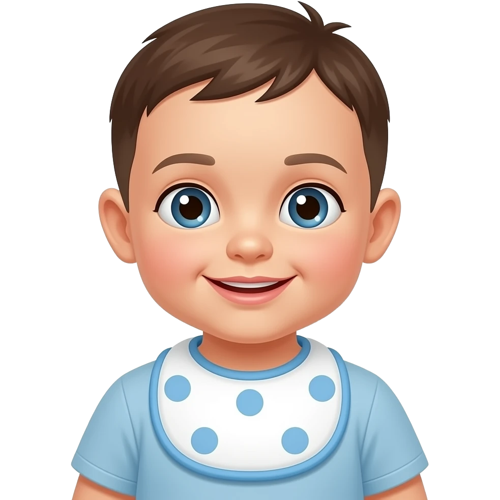 a baby boy with a baby bib emoji