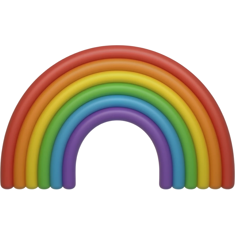 Rainbow, transparent background, red to violet emoji