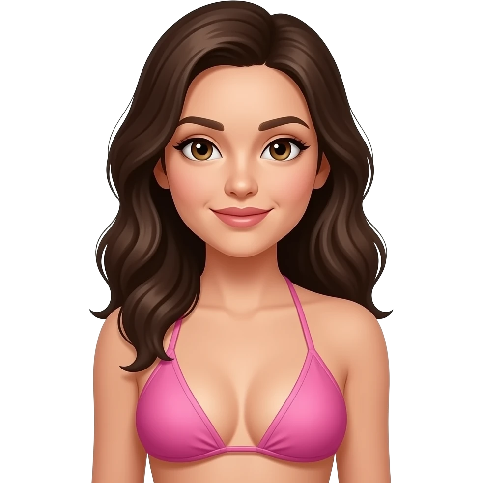 Put on a pink bikini and show cleavage emoji