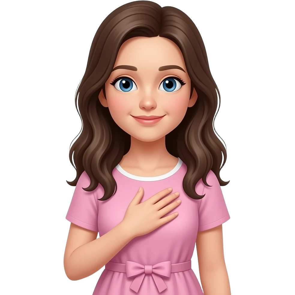 یه دختر ایستاده دست به سینه با لباس صورتی emoji