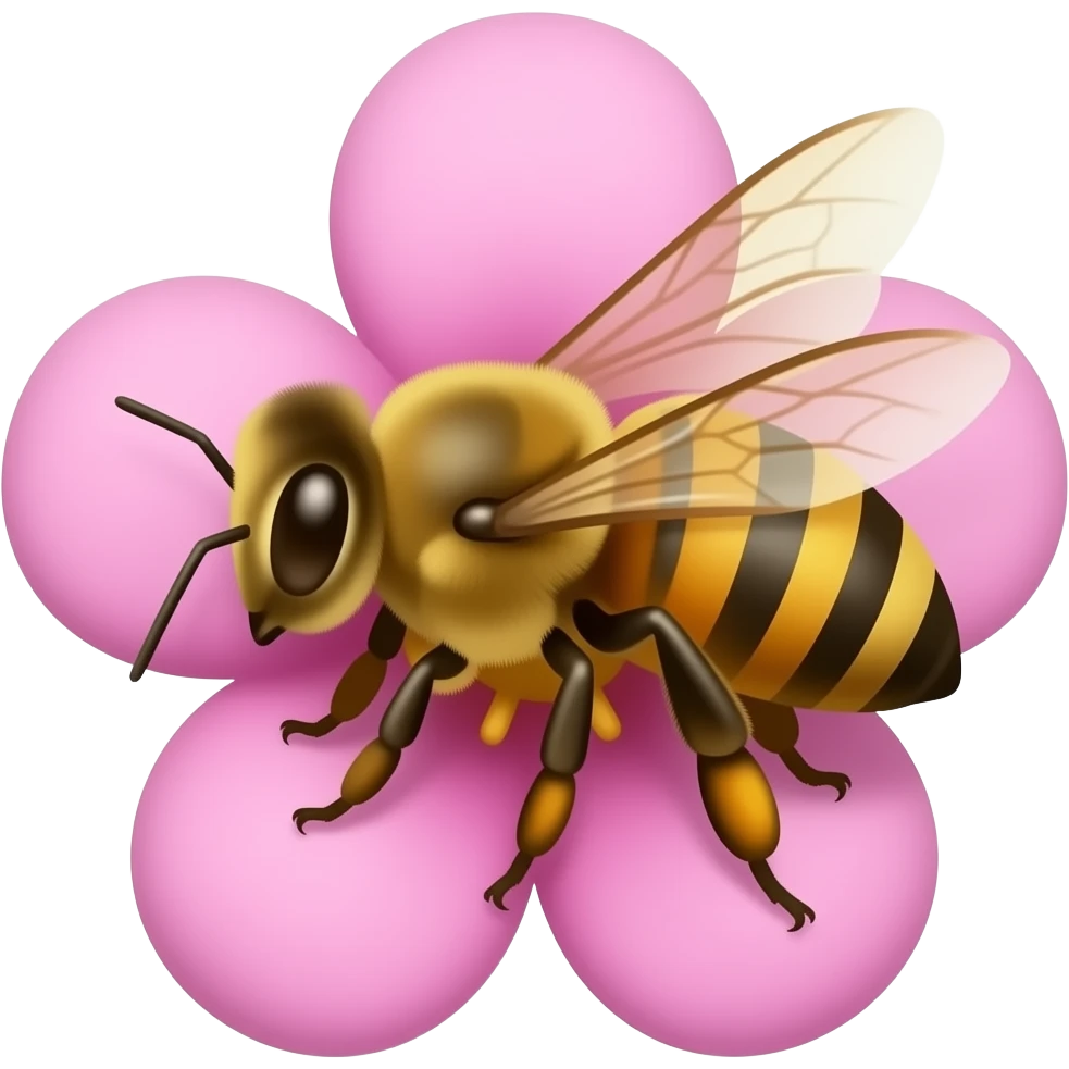 flor rosa y abeja emoji