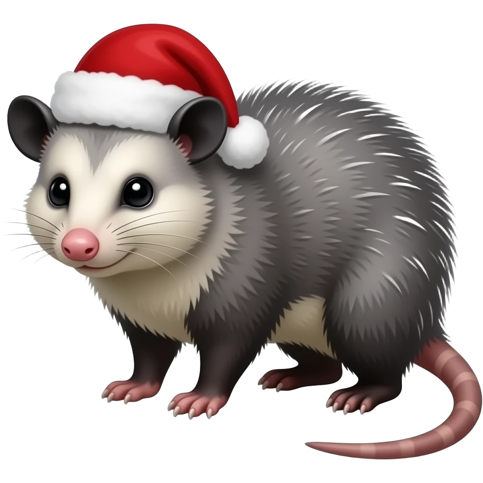 POSSUM WITH A SANTA HAT ON ITS HEAD emoji