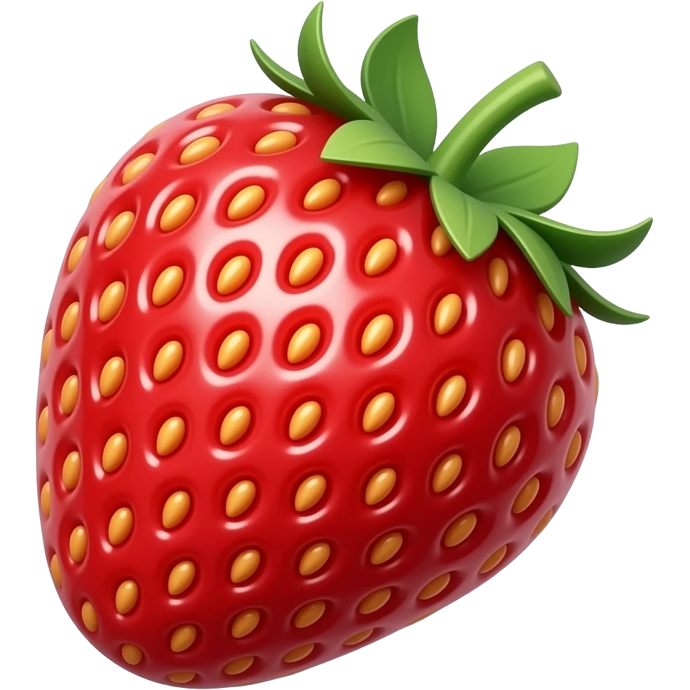 Single ripe red strawberry with green leaves. Classic emoji, subtle ...