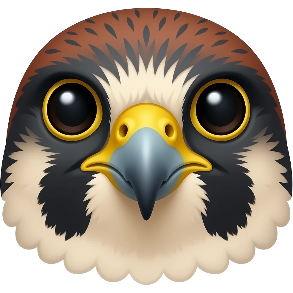 Peregrine Falcon head emoji with a happy facial expression emoji