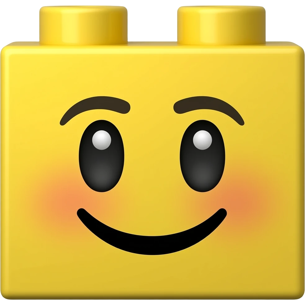 lego block emoji with a smile on it emoji