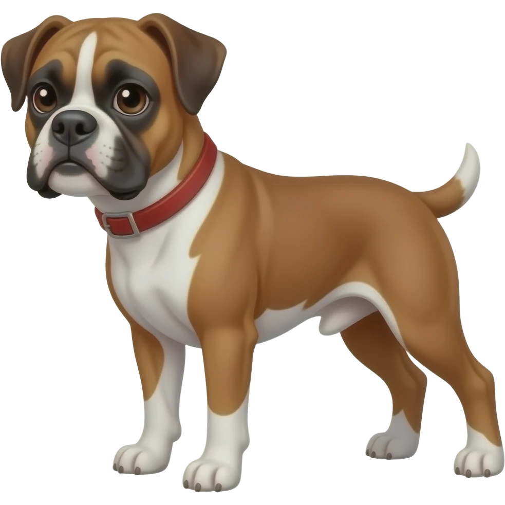 Make a boxer dog and make the dog white and brown emoji