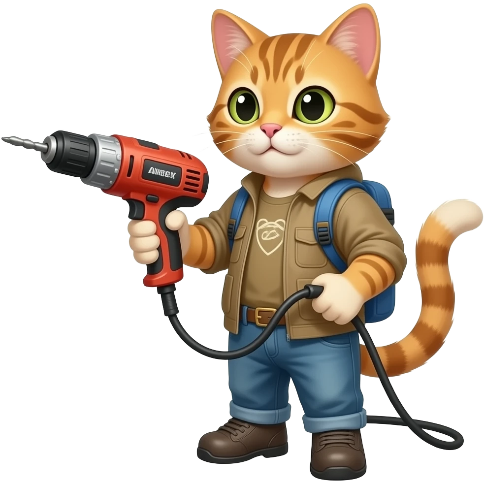 Cat with drill machine emoji
