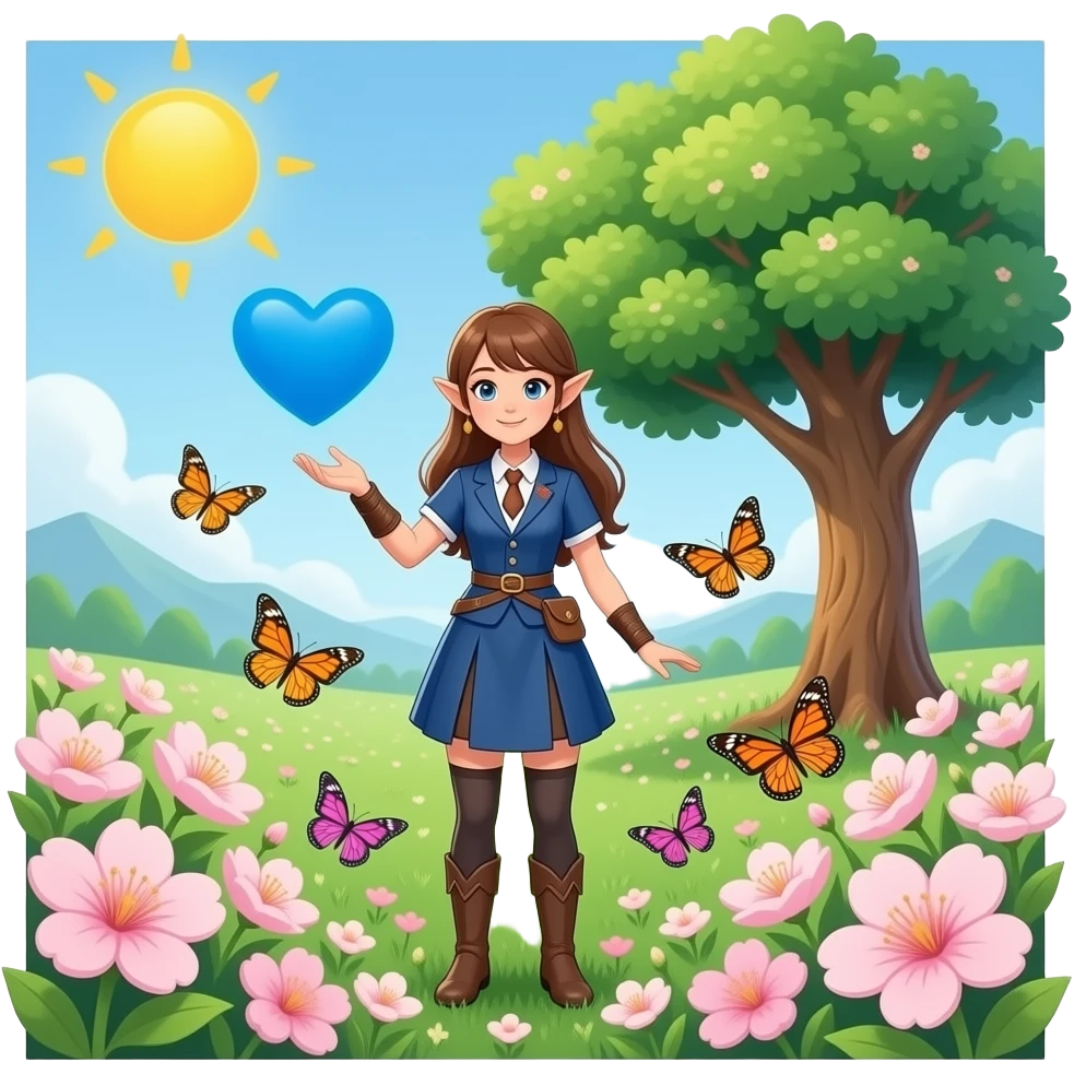 🧝🏻‍♀️🌸🦋💙🌳🌞 emoji