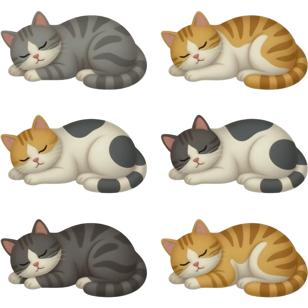 seven sleeping cats emoji