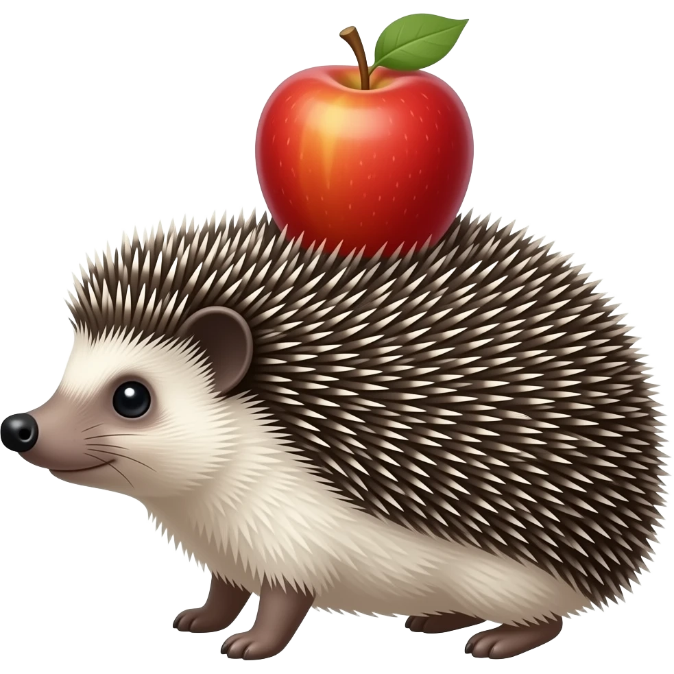 Hedgehog with apple on back emoji
