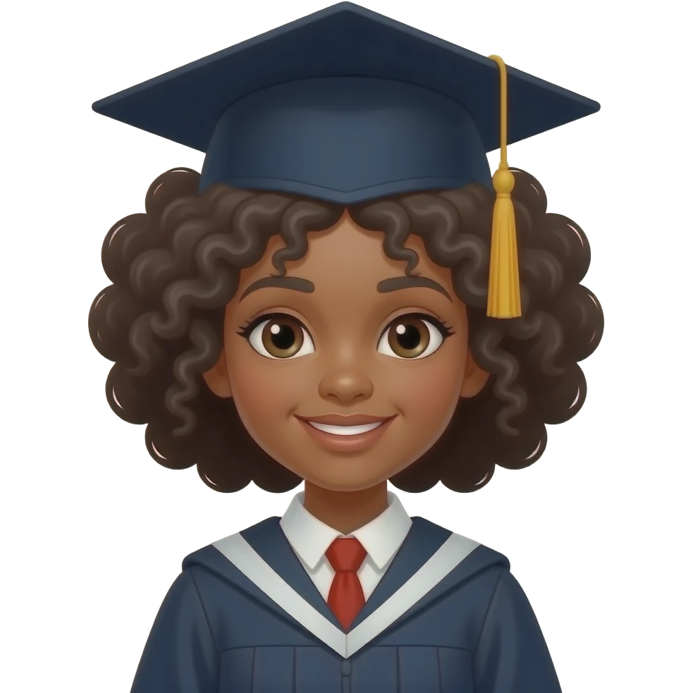 niña piel morena pelo afro graduacion emoji