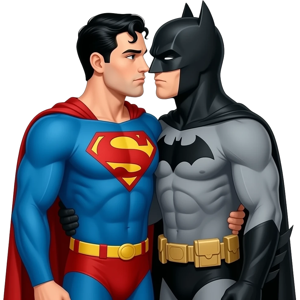 Naked Superman having sex with naked Batman emoji