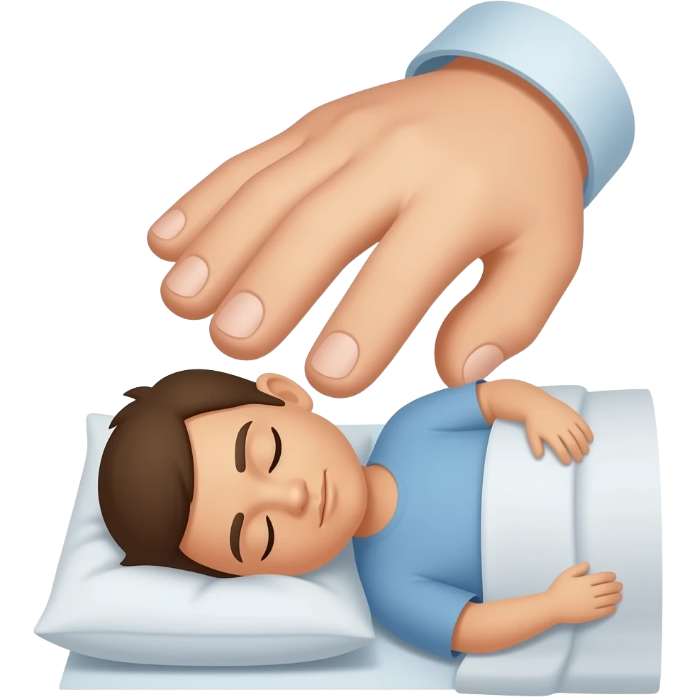 잠 든 환자 손 터치 emoji