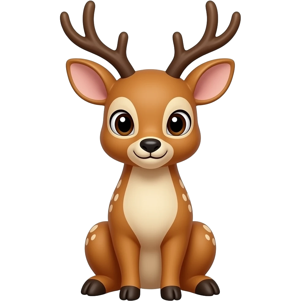deer, cartoonish, facing front, sitting on its 4 feets emoji