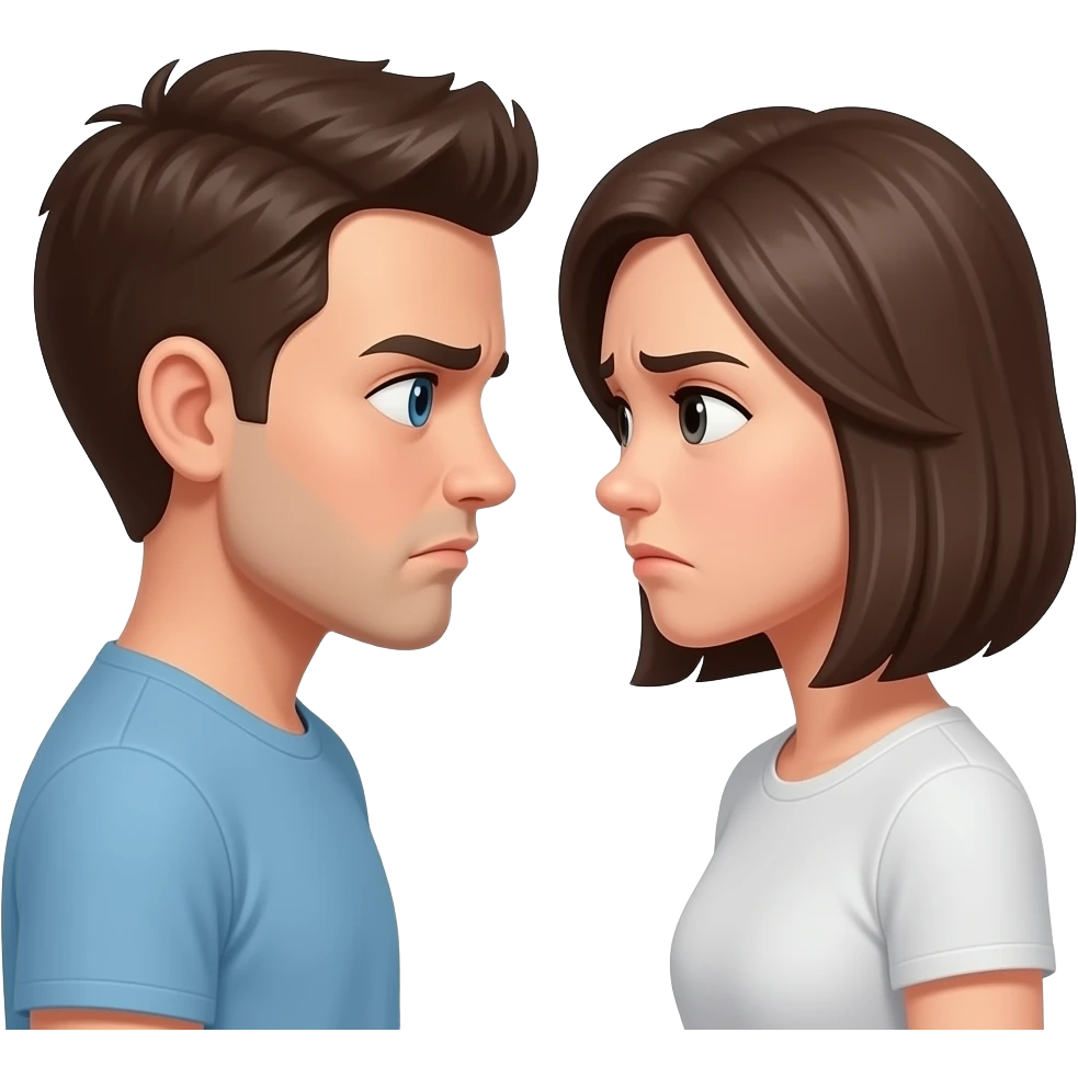 사람 둘이 마주보고 인상을 찌푸리고 있음 emoji