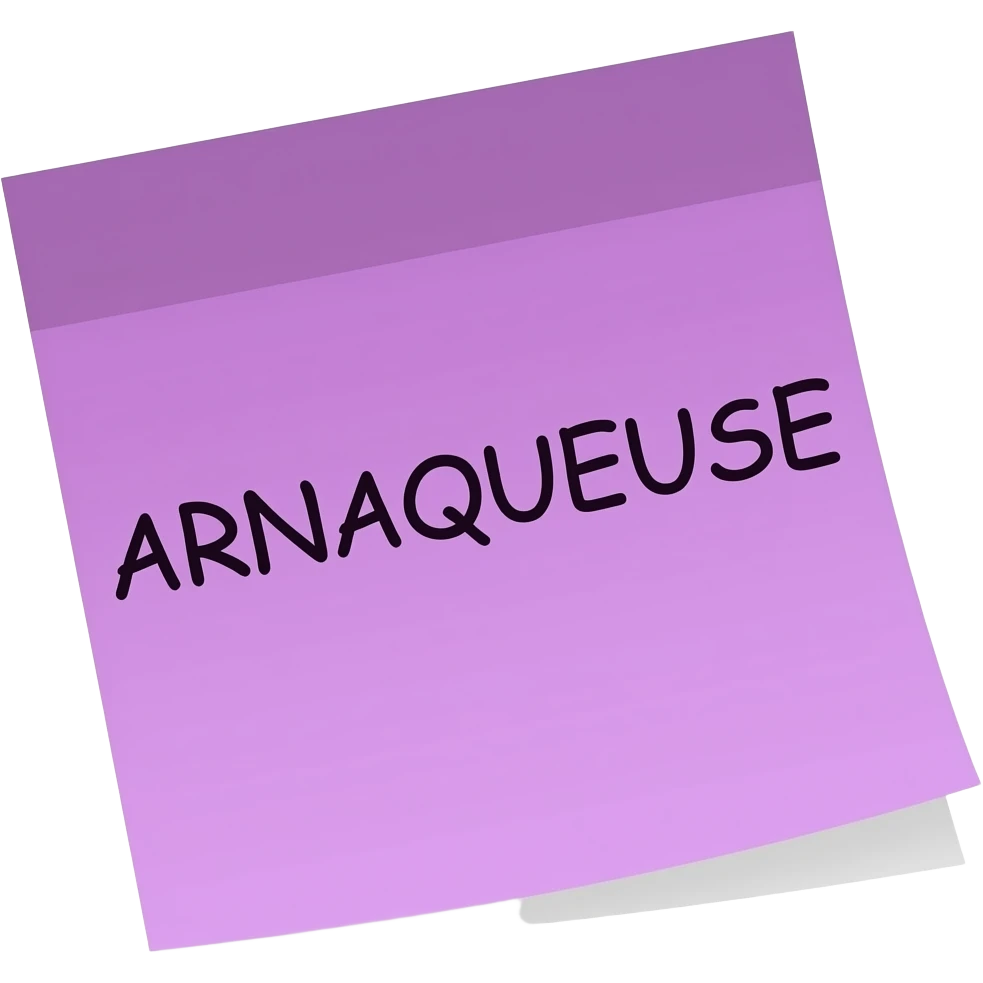 post it pourpre  "ARNAQUEUSE" emoji