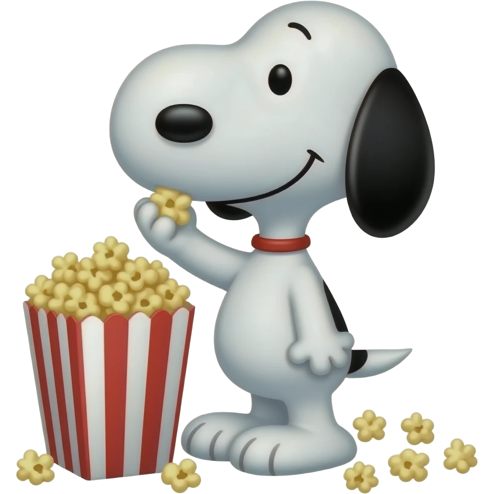 snoopy eating popcorn emoji