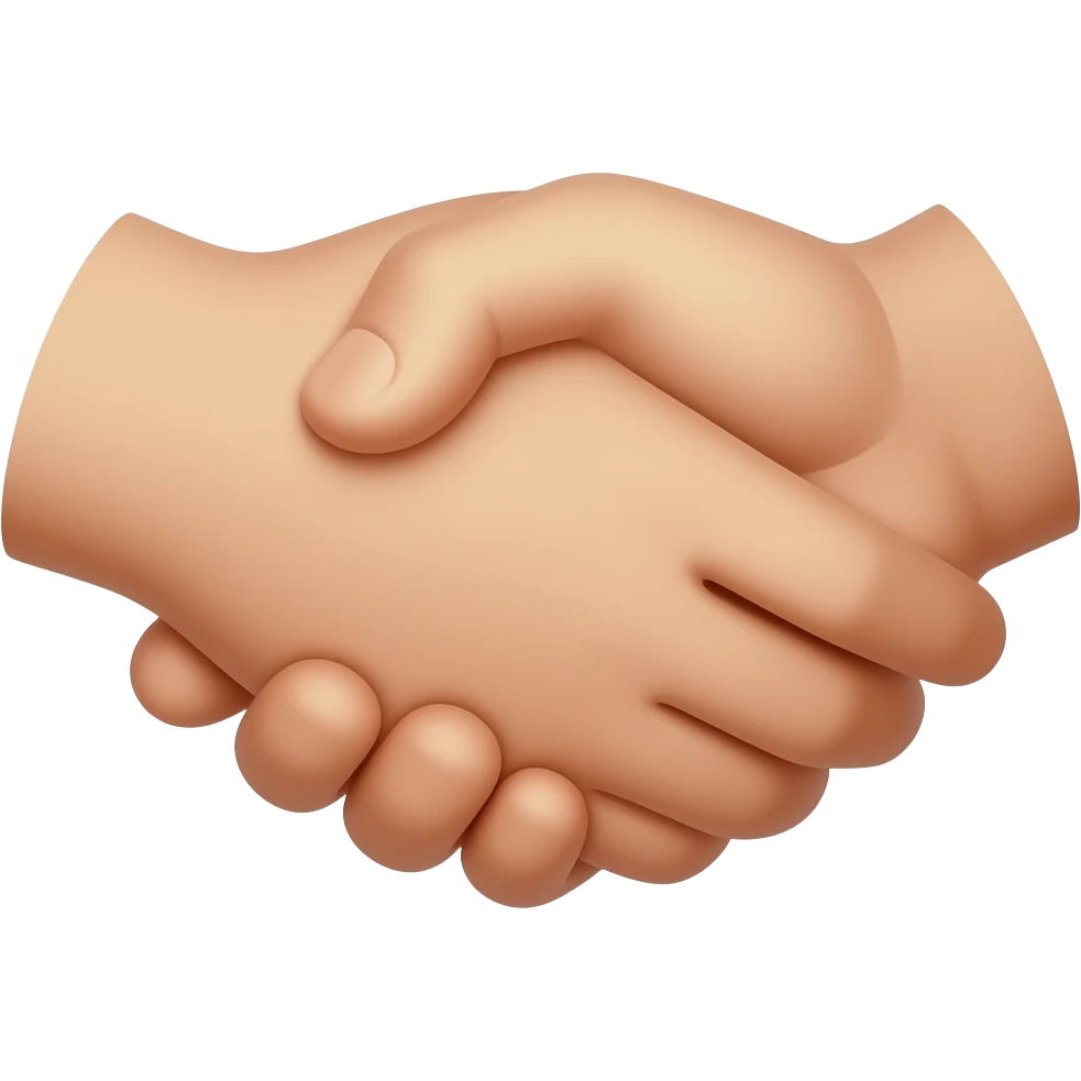 A friendly handshake - just showing the hands, not the whole person. Both hands in a mid-flesh tone, not too pale, but not too dark. They could represent any type of person. emoji
