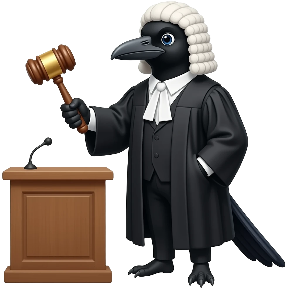 Magpie being a lawyer judge emoji