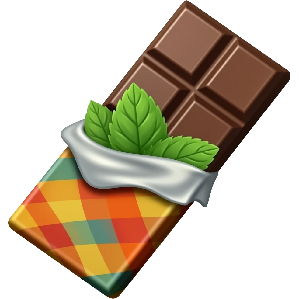 یه شکلات تخته ای که وسطش بازه و سبزه داخلش emoji