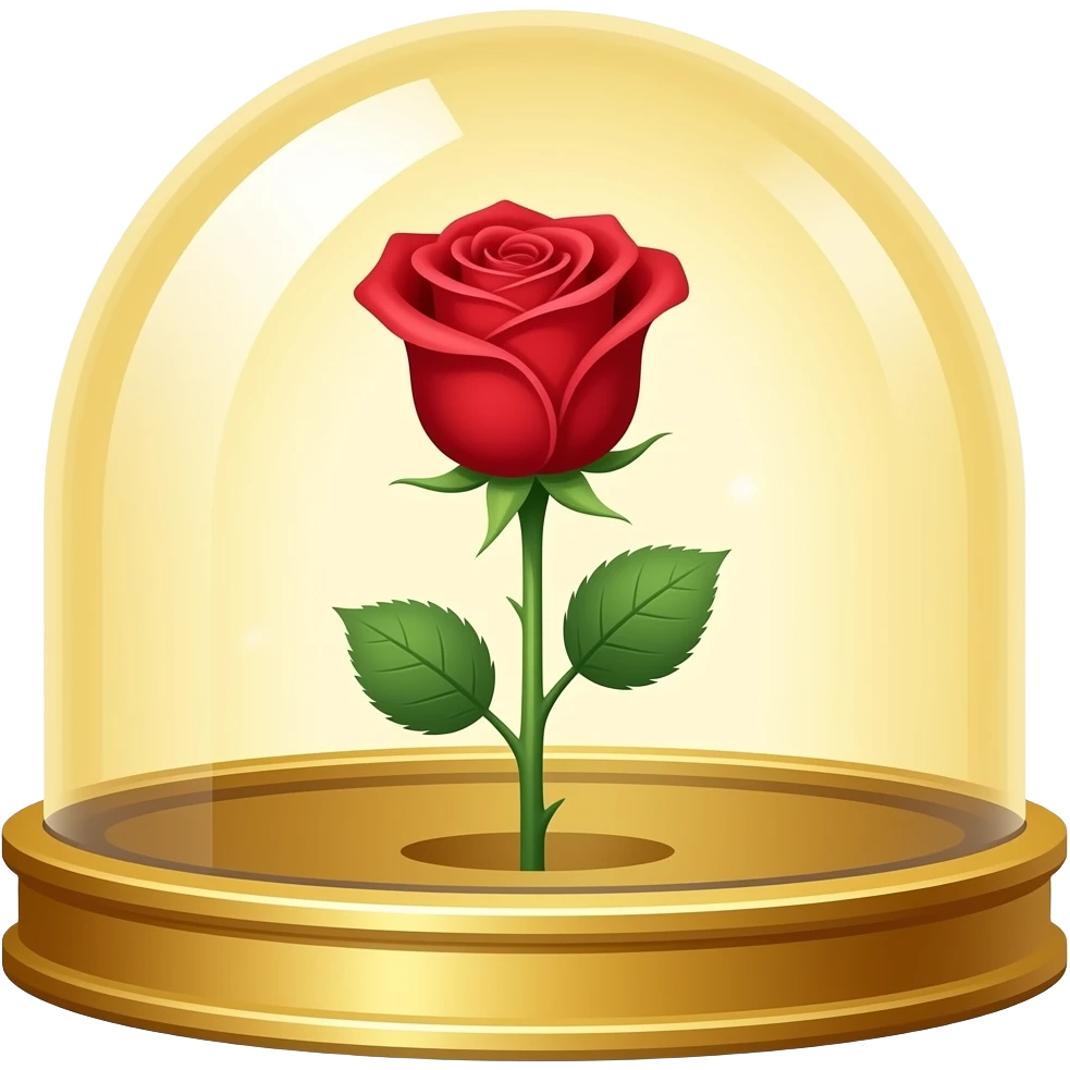 long-tall-beautiful magic red rose, inside a magic gold dome emoji